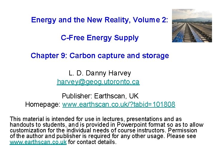 Energy and the New Reality, Volume 2: C-Free Energy Supply Chapter 9: Carbon capture