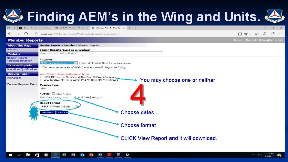Finding AEM’s in the Wing and Units. You may choose one or neither 4