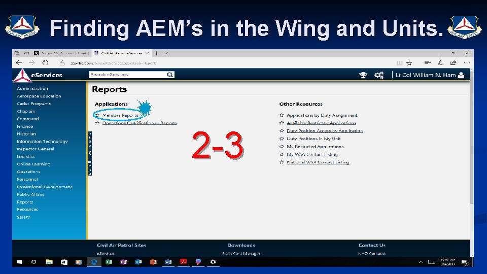 Finding AEM’s in the Wing and Units. 2 -3 