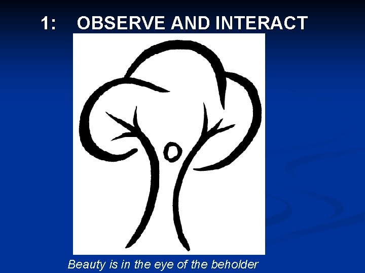 1: OBSERVE AND INTERACT Beauty is in the eye of the beholder 