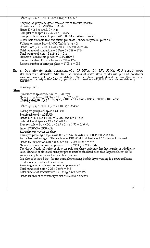 D 2 L = Q/ C 0 ns = 1250 / (126 x 4.