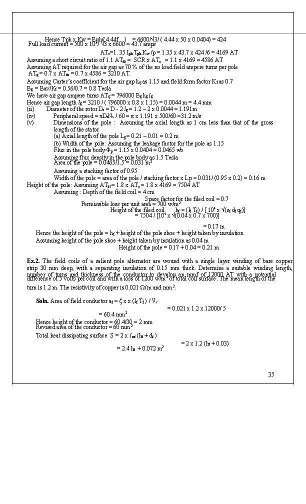 Hence Tph x Kw = Eph/(4. 44 f ) = 6600/√ 3/ ( 4.