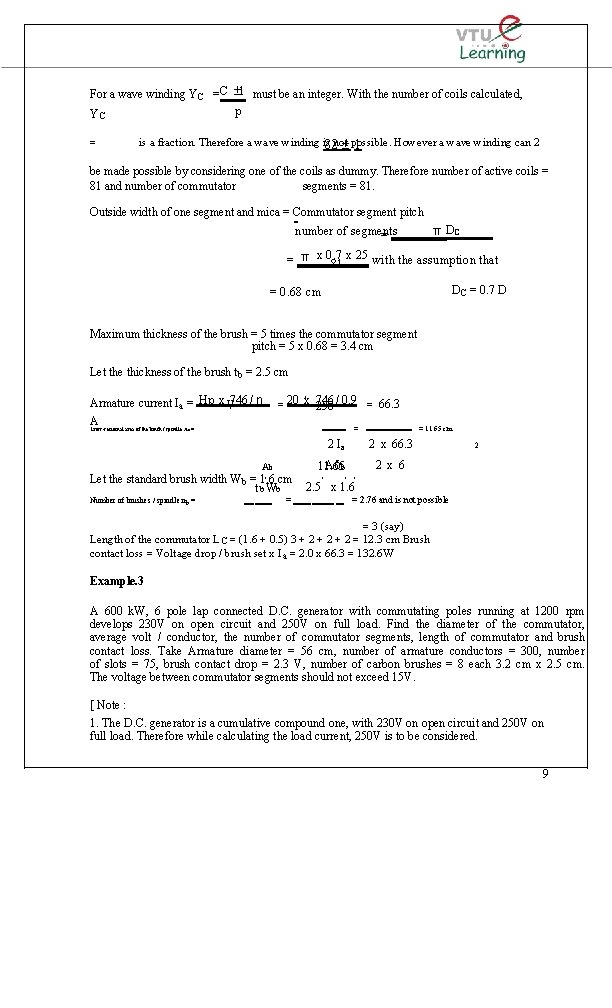 For a wave winding YC = C 1 must be an integer. With the