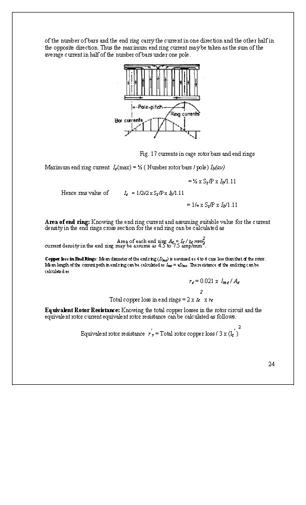 of the number of bars and the end ring carry the current in one