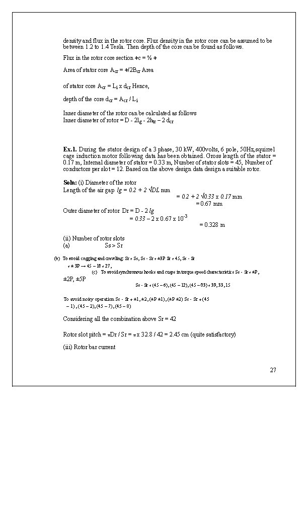 density and flux in the rotor core. Flux density in the rotor core can