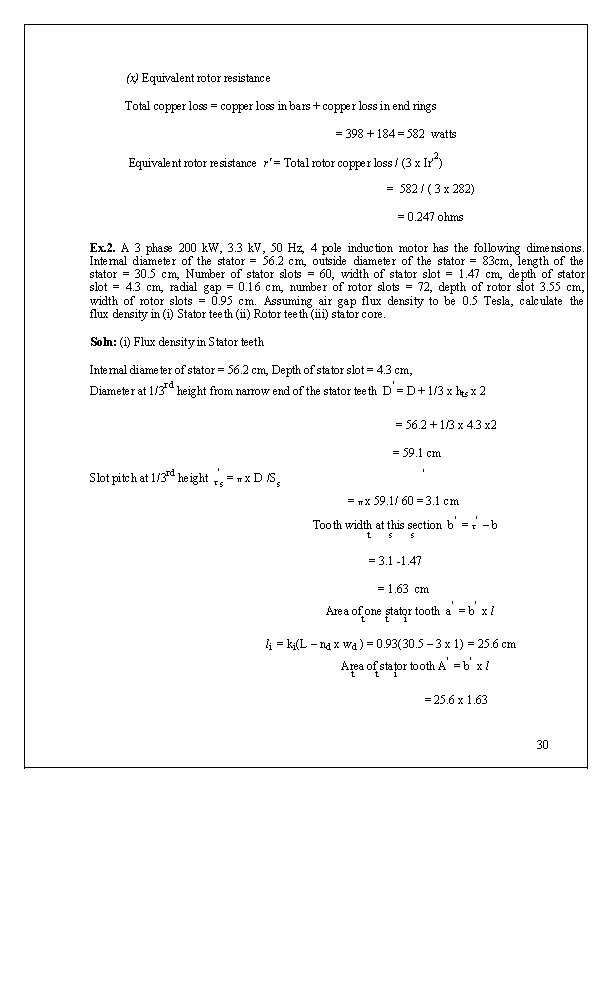 (x) Equivalent rotor resistance Total copper loss = copper loss in bars + copper