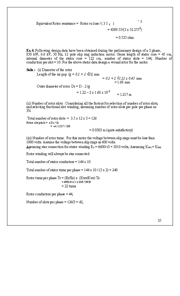 ’ 2 Equivalent Rotor resistance = Rotor cu loss / ( 3 I r