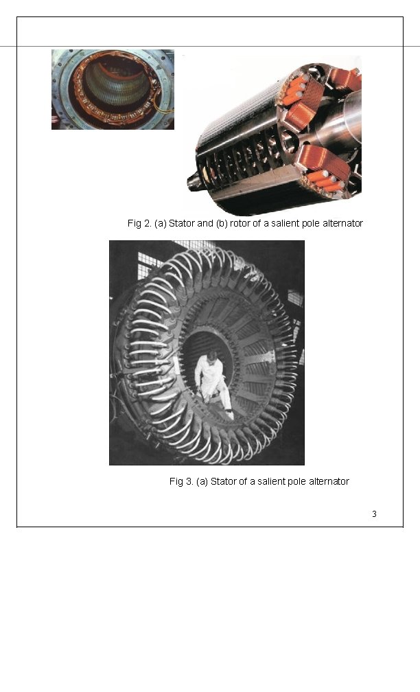 Fig 2. (a) Stator and (b) rotor of a salient pole alternator Fig 3.