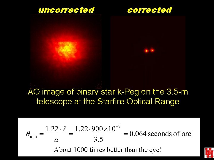 uncorrected AO image of binary star k-Peg on the 3. 5 -m telescope at