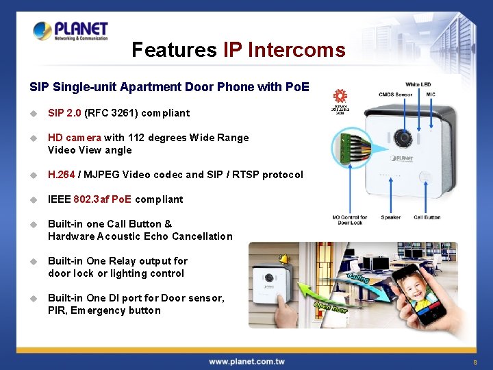 Features IP Intercoms SIP Single-unit Apartment Door Phone with Po. E u SIP 2.