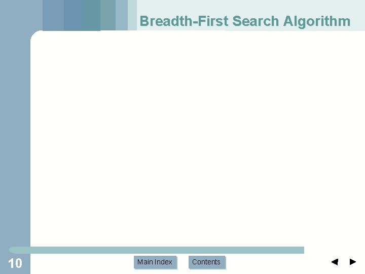 Breadth-First Search Algorithm 10 Main Index Contents 