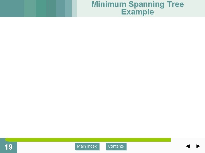 Minimum Spanning Tree Example 19 Main Index Contents 