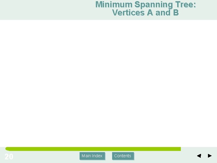 Minimum Spanning Tree: Vertices A and B 20 Main Index Contents 