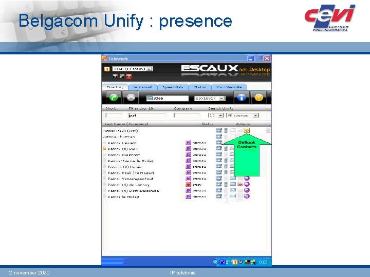 Belgacom Unify : presence 2 november 2020 IP telefonie 