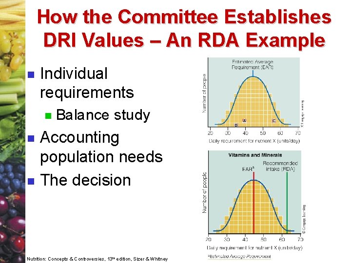 How the Committee Establishes DRI Values – An RDA Example n Individual requirements n