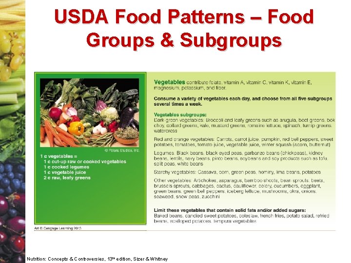 USDA Food Patterns – Food Groups & Subgroups Nutrition: Concepts & Controversies, 13 th