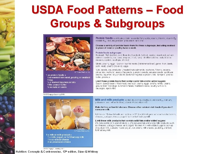 USDA Food Patterns – Food Groups & Subgroups Nutrition: Concepts & Controversies, 13 th