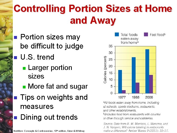 Controlling Portion Sizes at Home and Away n n Portion sizes may be difficult