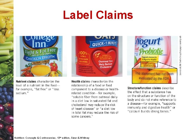 Label Claims Nutrition: Concepts & Controversies, 13 th edition, Sizer & Whitney 