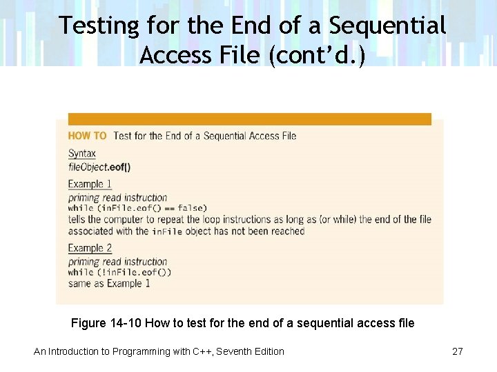 Testing for the End of a Sequential Access File (cont’d. ) Figure 14 -10