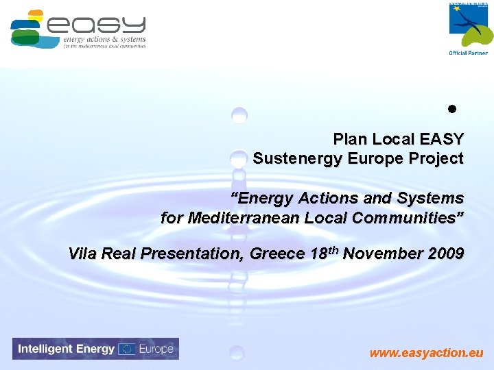  • Plan Local EASY Sustenergy Europe Project “Energy Actions and Systems for Mediterranean