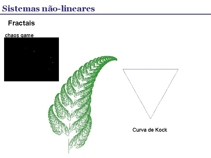 Sistemas não-lineares Fractais chaos game Curva de Kock 