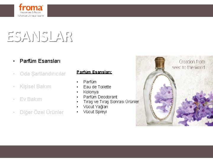 FRAGRANCES ESANSLAR • Parfüm Esansları • Oda Şartlandırıcılar • Kişisel Bakım • Ev Bakım FRAGRANCES ESANSLAR • Parfüm Esansları • Oda Şartlandırıcılar • Kişisel Bakım • Ev Bakım