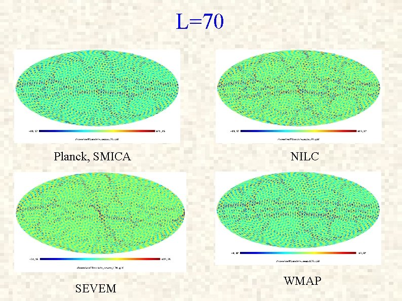 L=70 Planck, SMICA SEVEM NILC WMAP 