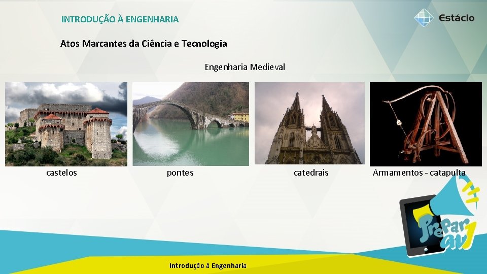 INTRODUÇÃO À ENGENHARIA Atos Marcantes da Ciência e Tecnologia Engenharia Medieval castelos pontes Introdução