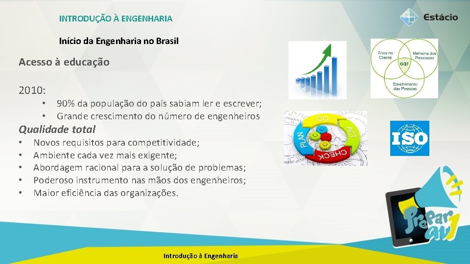 INTRODUÇÃO À ENGENHARIA Início da Engenharia no Brasil Acesso à educação 2010: • •