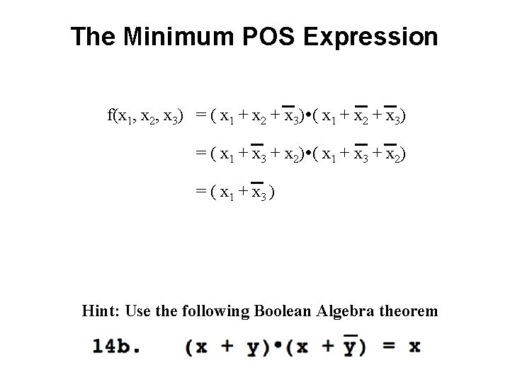 The Minimum POS Expression f(x 1, x 2, x 3) = ( x 1