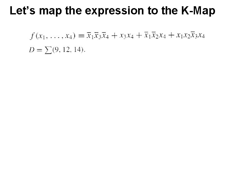 Let’s map the expression to the K-Map 