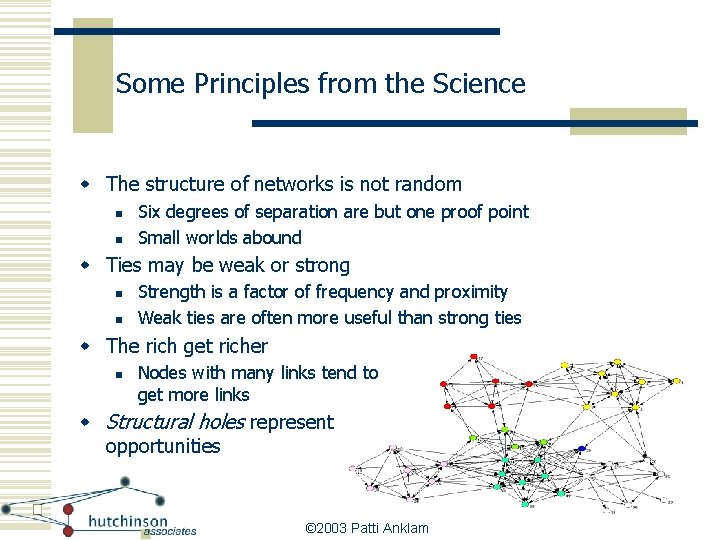 Some Principles from the Science w The structure of networks is not random n