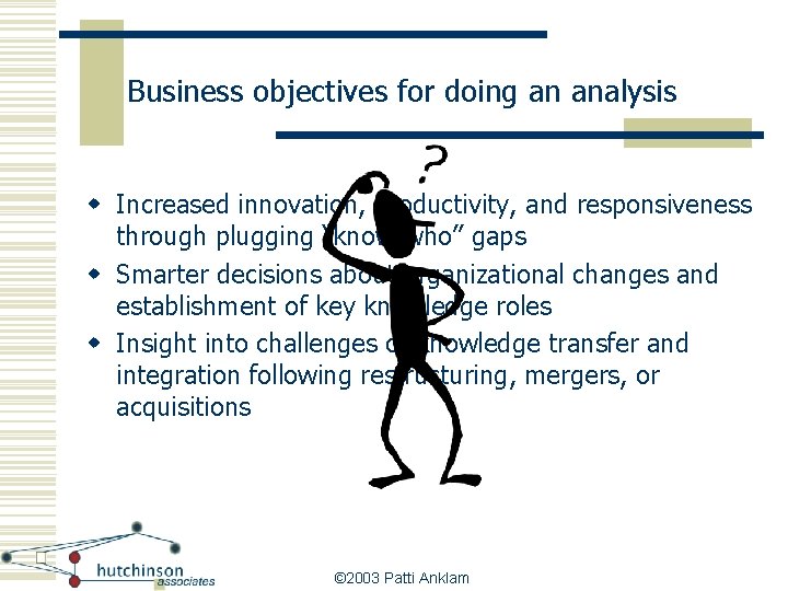 Business objectives for doing an analysis w Increased innovation, productivity, and responsiveness through plugging