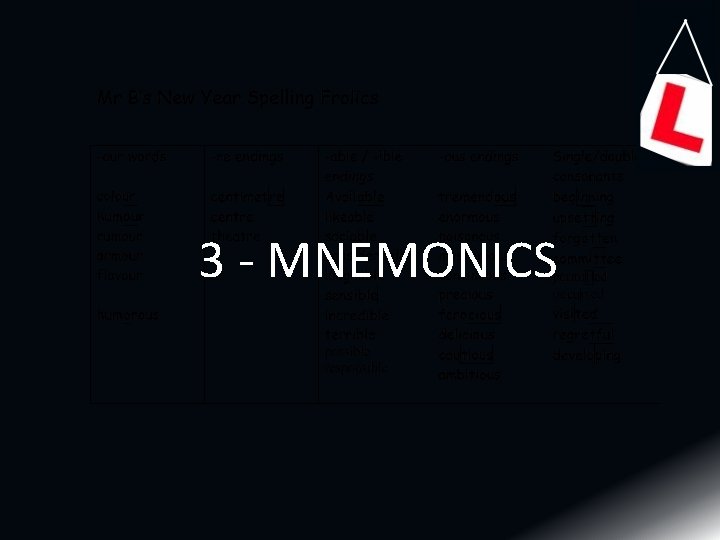 3 MNEMONICS 3 MNEMONICS