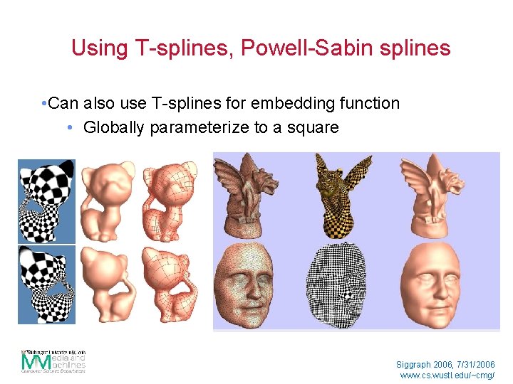 Using T-splines, Powell-Sabin splines • Can also use T-splines for embedding function • Globally