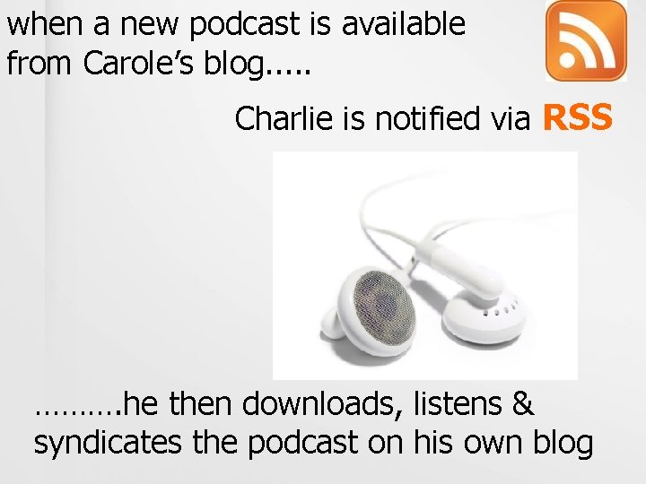 when a new podcast is available from Carole’s blog. . . Charlie is notified
