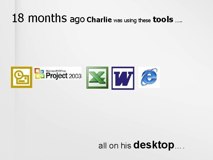 18 months ago Charlie was using these tools …. . all on his desktop….