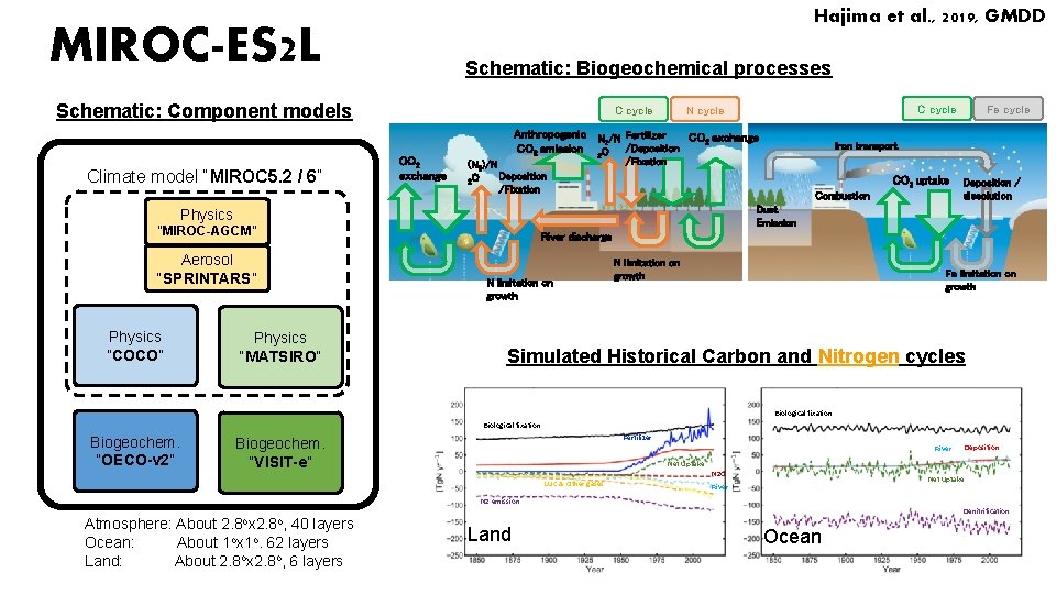 Hajima et al. , 2019, GMDD MIROC-ES 2 L Schematic: Biogeochemical processes Schematic: Component