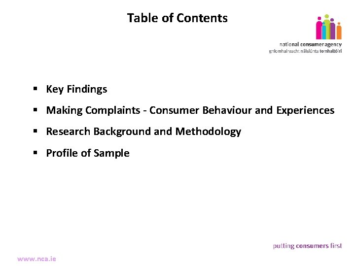 Table of Contents 2 § Key Findings § Making Complaints - Consumer Behaviour and