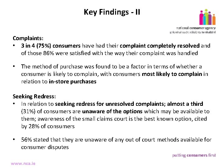 Key Findings - II 5 Complaints: • 3 in 4 (75%) consumers have had