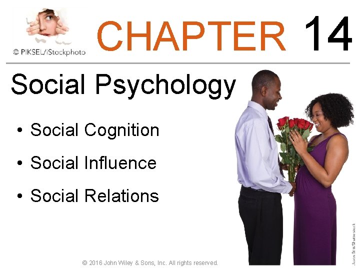 CHAPTER Social Psychology • Social Cognition • Social Influence • Social Relations © 2016