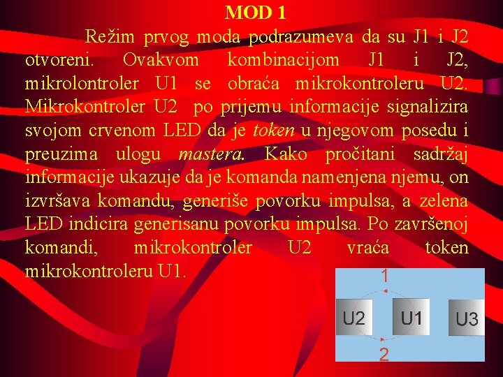 MOD 1 Režim prvog moda podrazumeva da su J 1 i J 2 otvoreni.