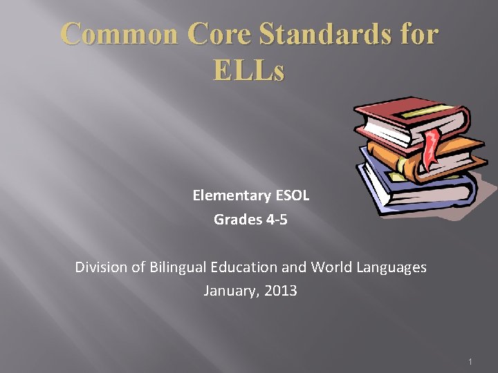 Common Core Standards for ELLs Elementary ESOL Grades 4 -5 Division of Bilingual Education
