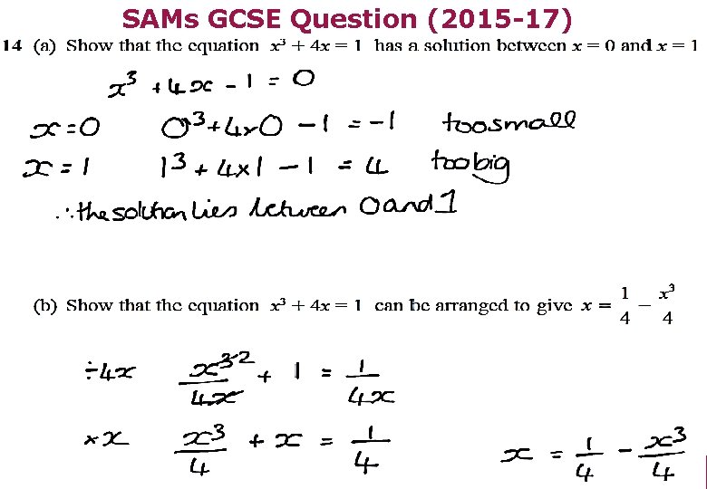 SAMs GCSE Question (2015 -17) SAMs GCSE Question (2015 -17)