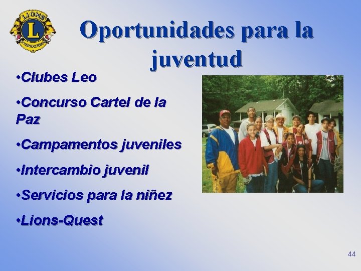 Oportunidades para la juventud • Clubes Leo • Concurso Cartel de la Paz •