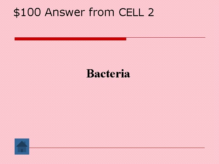 $100 Answer from CELL 2 Bacteria 