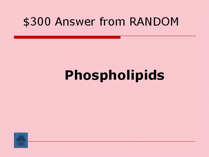 $300 Answer from RANDOM Phospholipids 