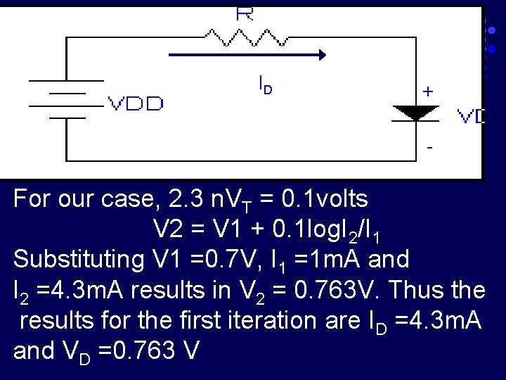 ID + - For our case, 2. 3 n. VT = 0. 1 volts