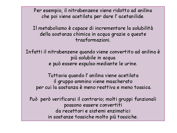 Per esempio, il nitrobenzene viene ridotto ad anilina che poi viene acetilata per dare